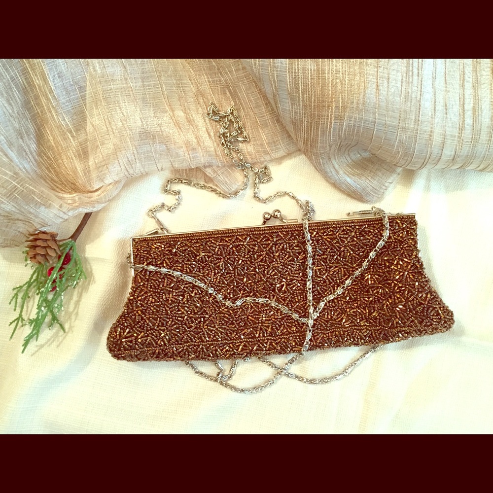 Golden Brown Mini Clutch Crossbody Purse